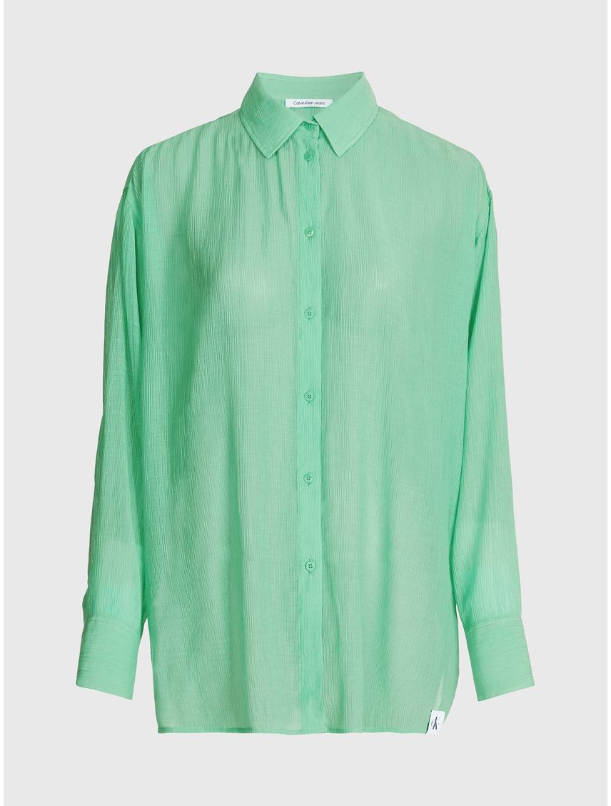 Camisa con espalda dividida de rayón arrugado