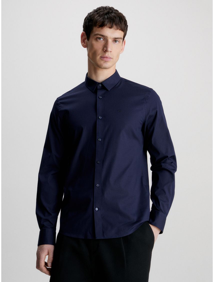 Camisa slim de popelín elástico