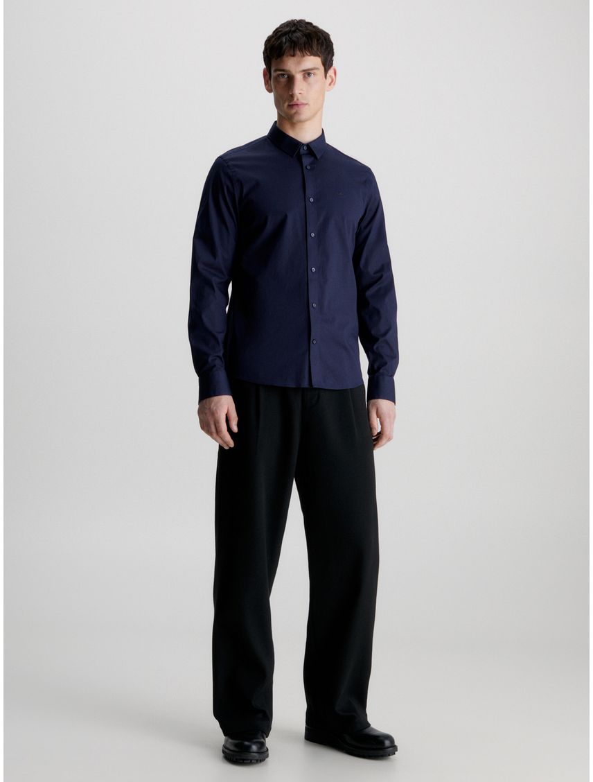 Camisa slim de popelín elástico