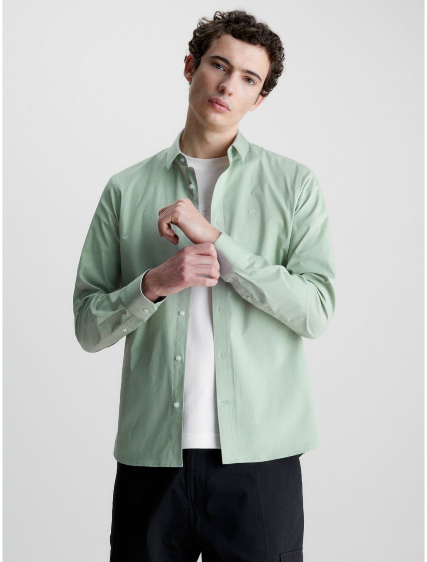 Camisa slim de popelín elástico