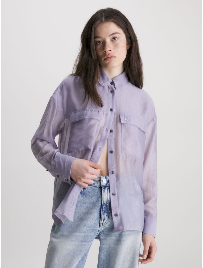 Camisa utilitaria holgada transparente