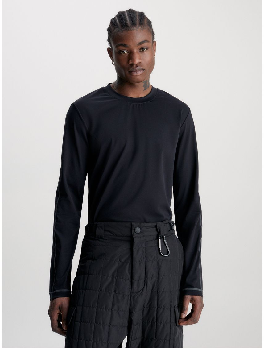 Remera de manga larga elástica slim con logo