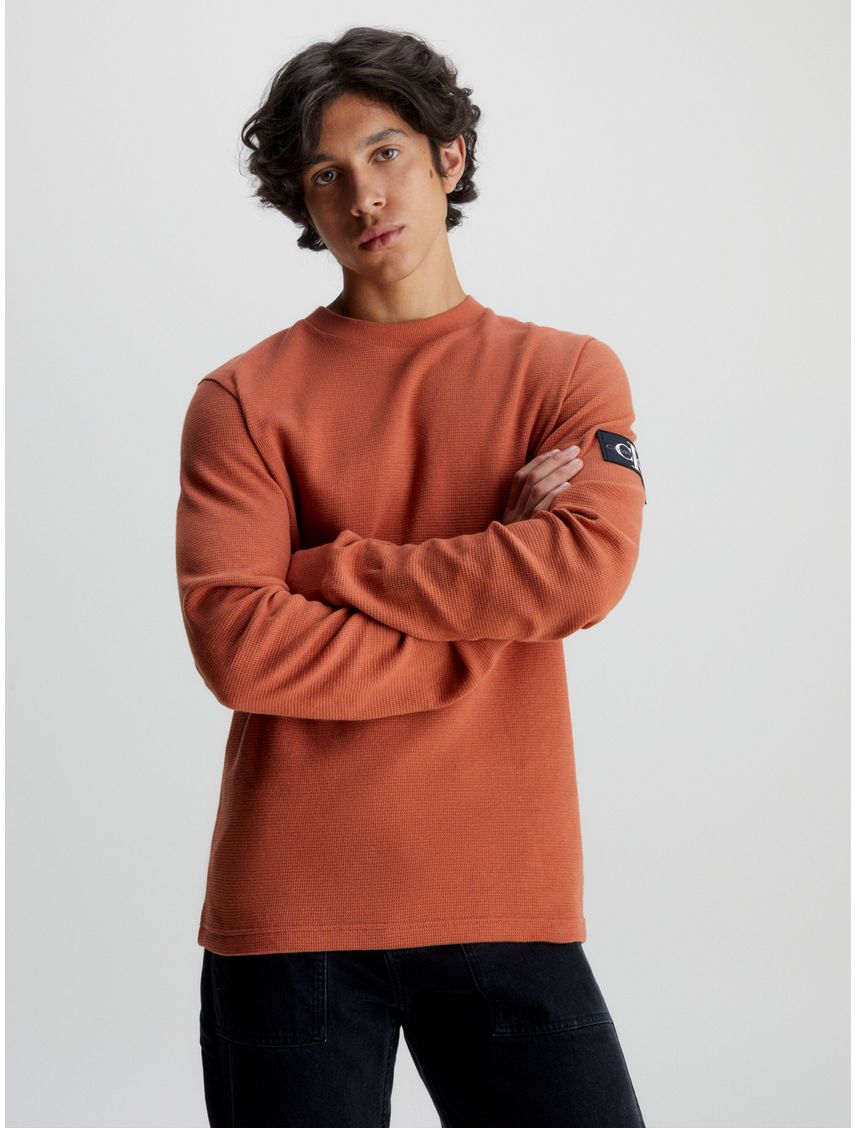 Remera slim de manga larga de punto gofrado