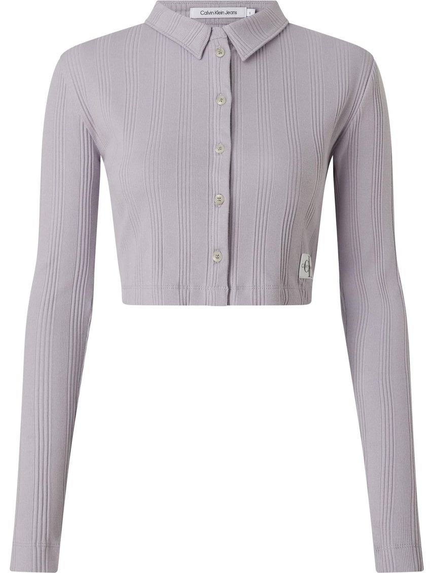 Sweater cárdigan cropped de punto de canalé