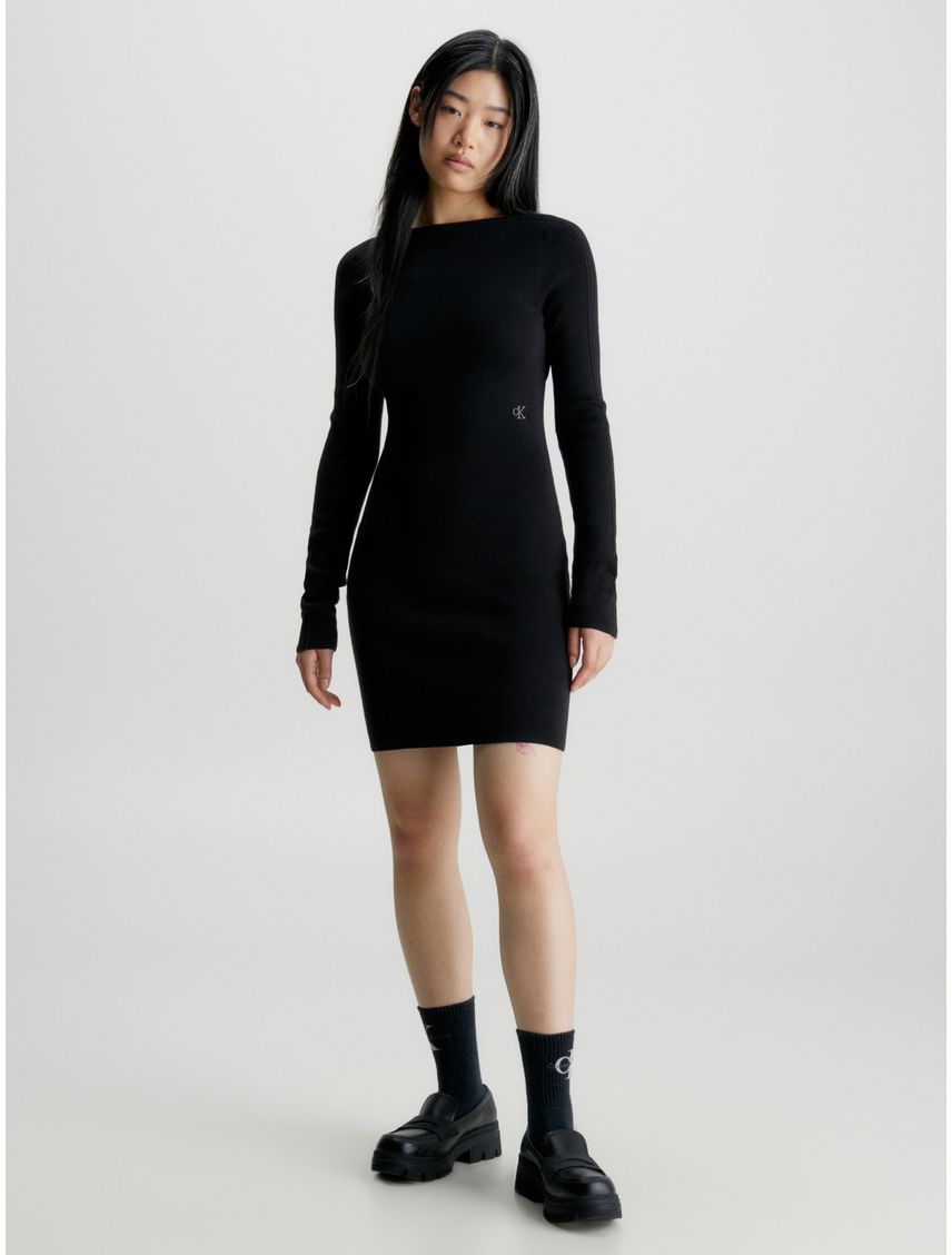 Vestido con espalda abierta de punto de algodón