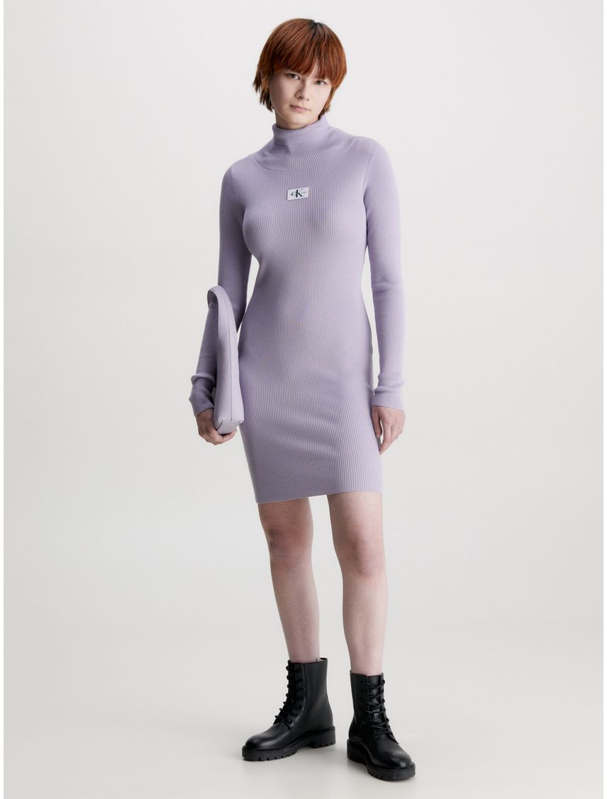 Vestido de punto slim con cuello alto