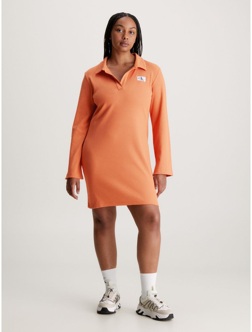 Vestido polo de mangas largas de canalé