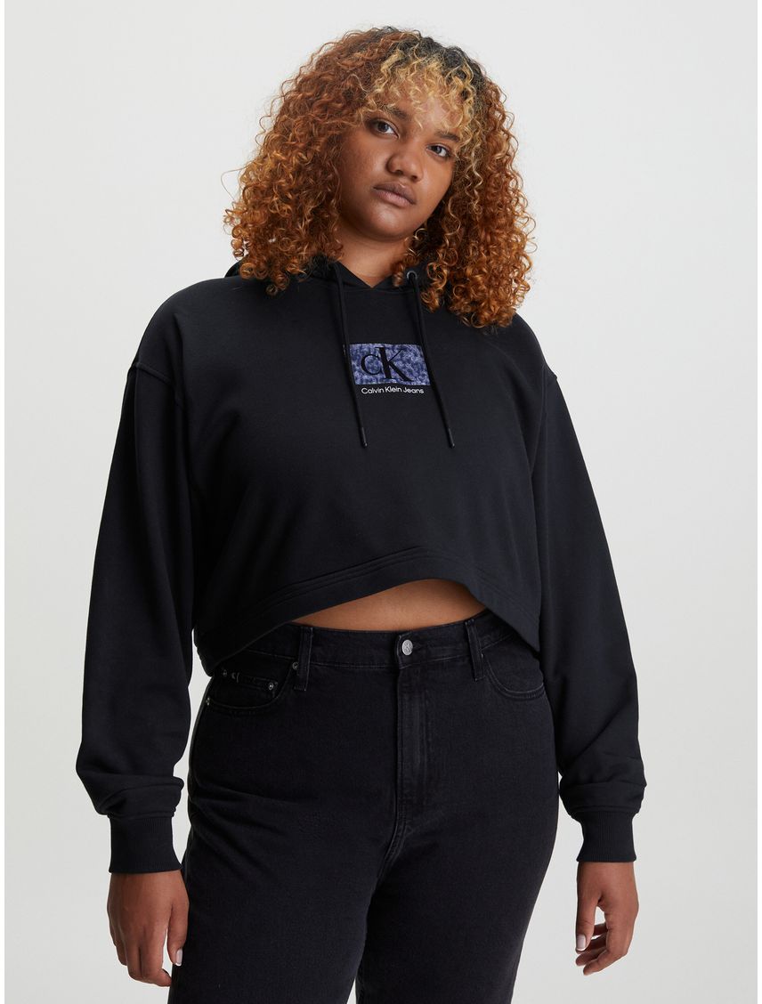 Buzo con capucha cropped oversized con logo
