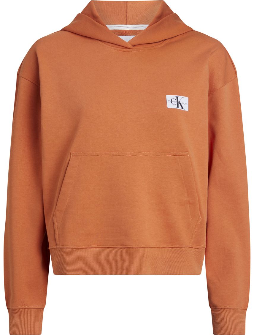 Buzo con capucha de felpa de algodón con insignia