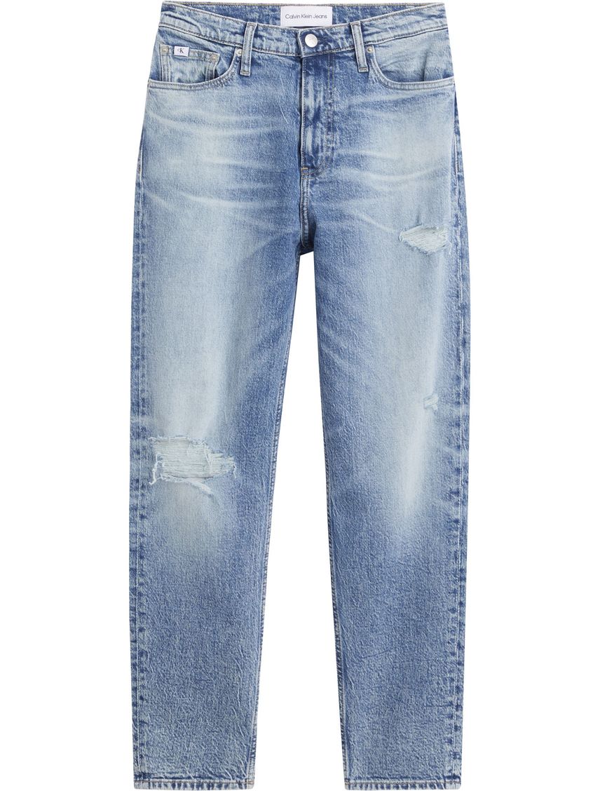 Jean mom con efecto desgastado y roto