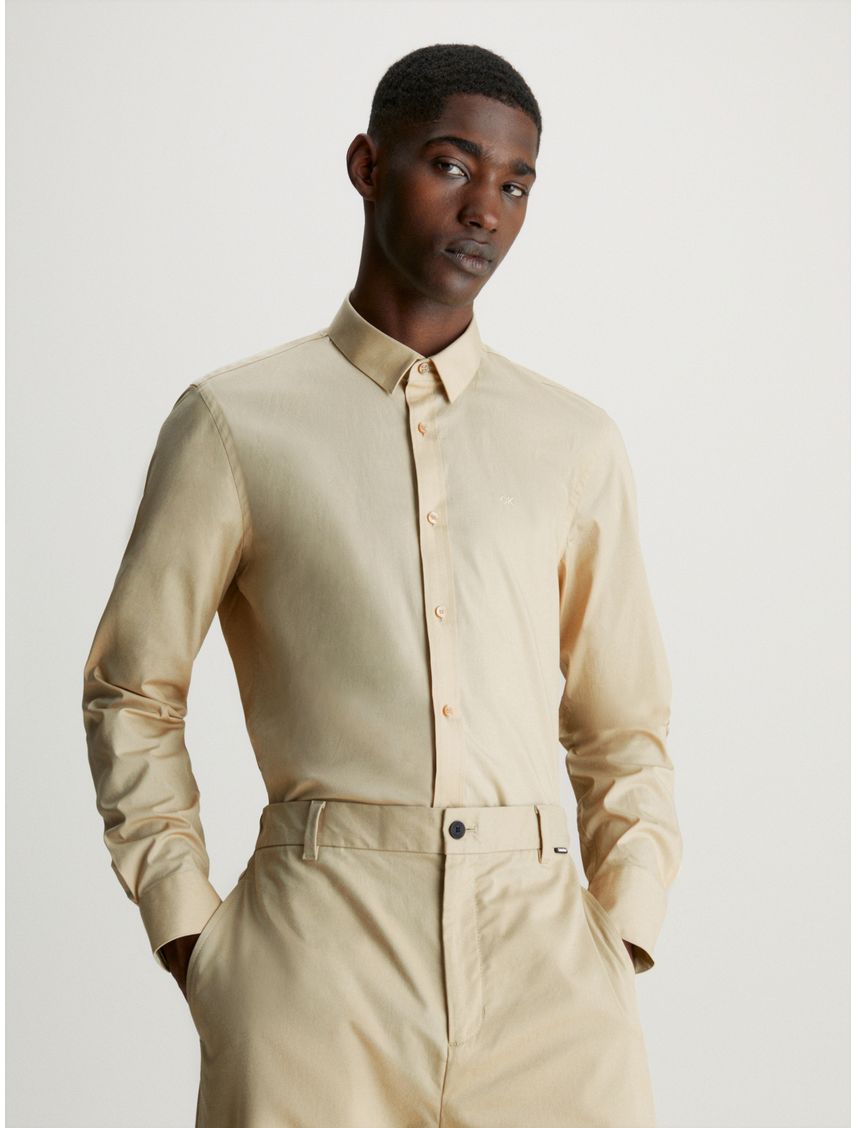 Camisa slim de popelín elástico