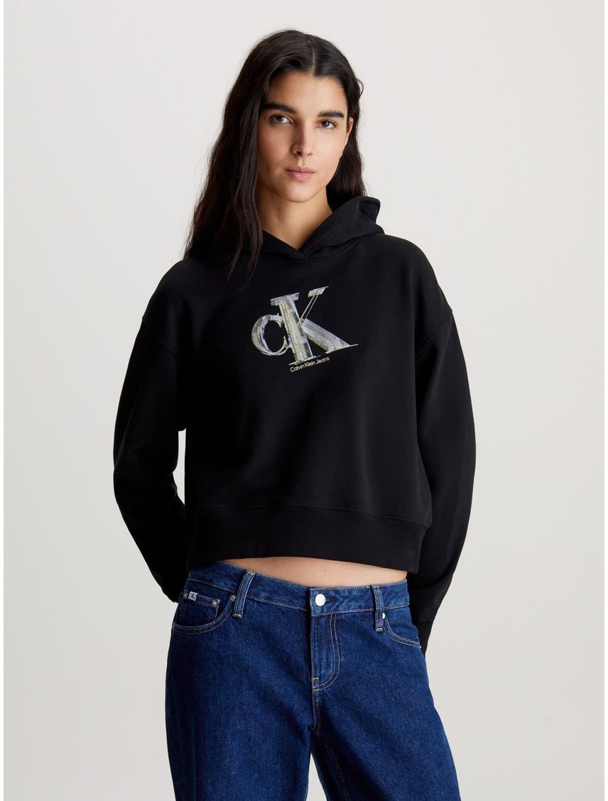 Buzo cropped con monograma