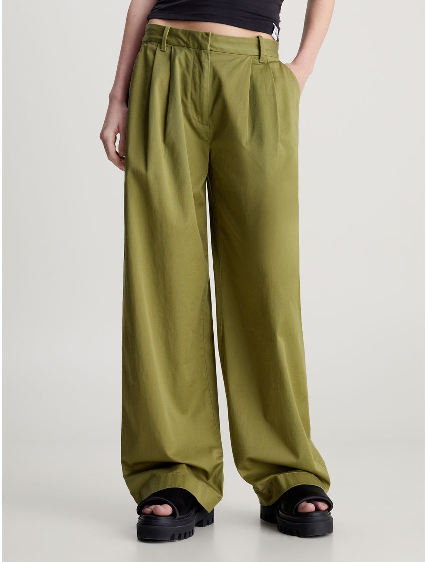 Pantalones straight de sarga de algodón