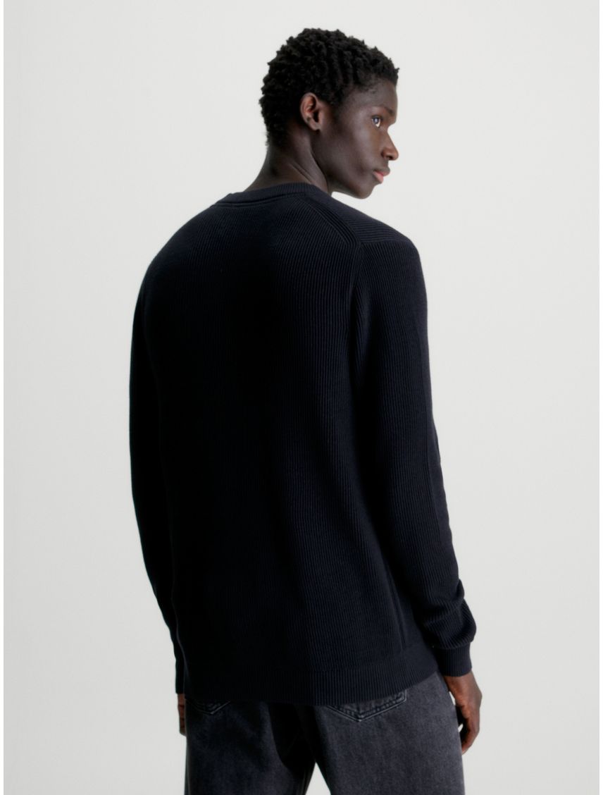 Sweater de canalé de algodón