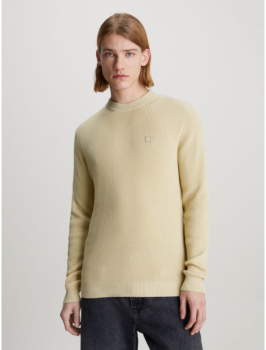 Sweater de canalé de algodón