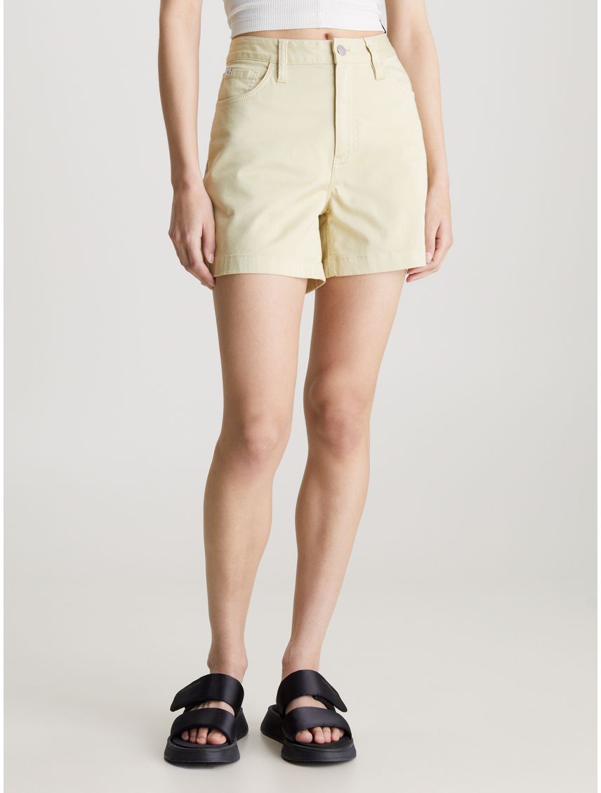 Shorts mom de sarga de algodón