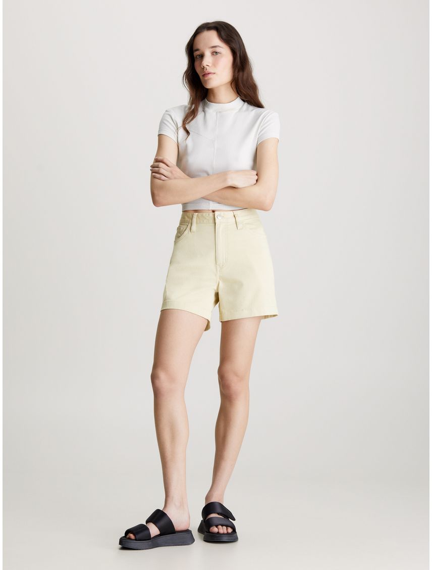 Shorts mom de sarga de algodón