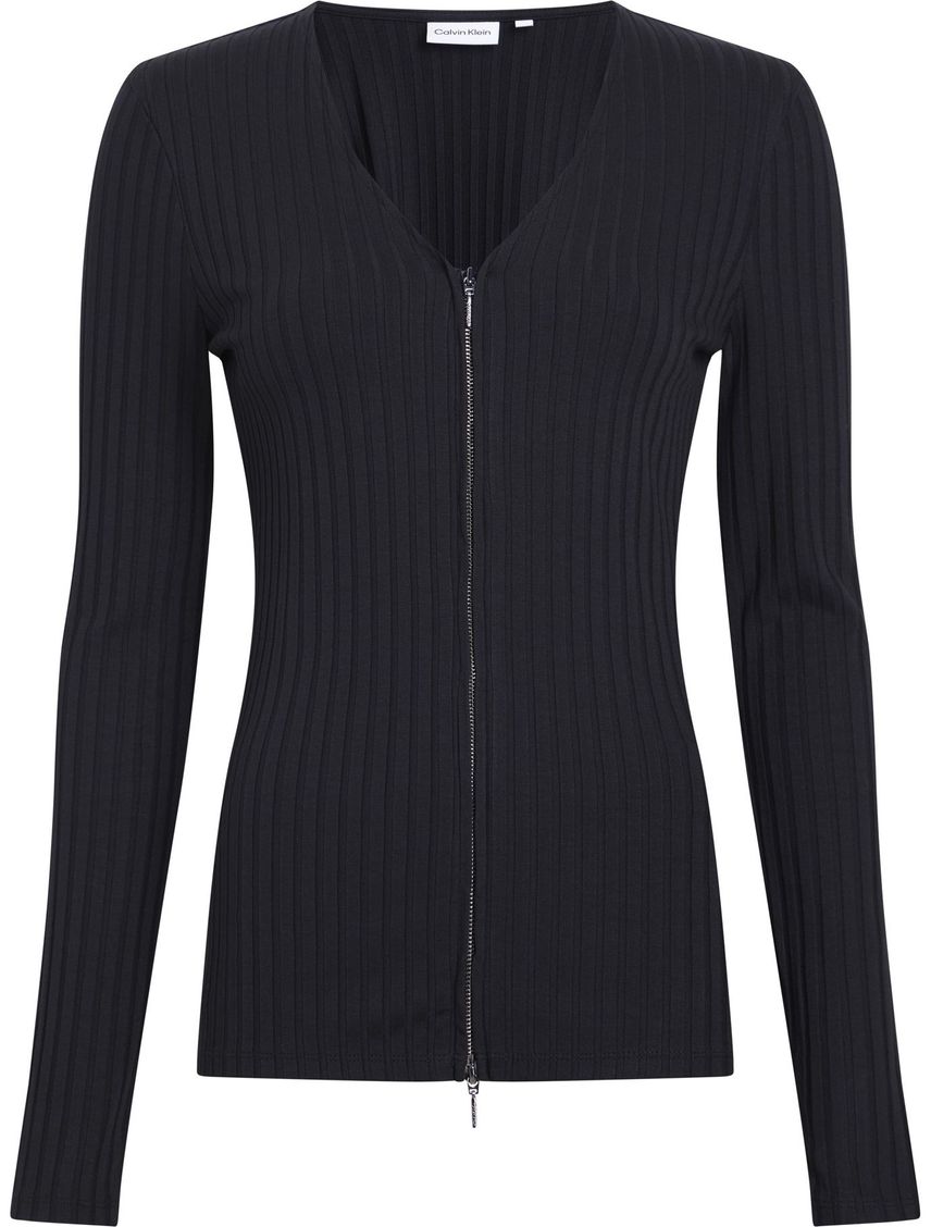 Sweater con cuello en v y cierre
