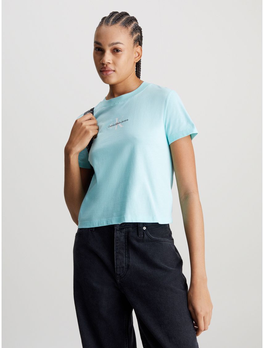 Remera cropped con mono logo