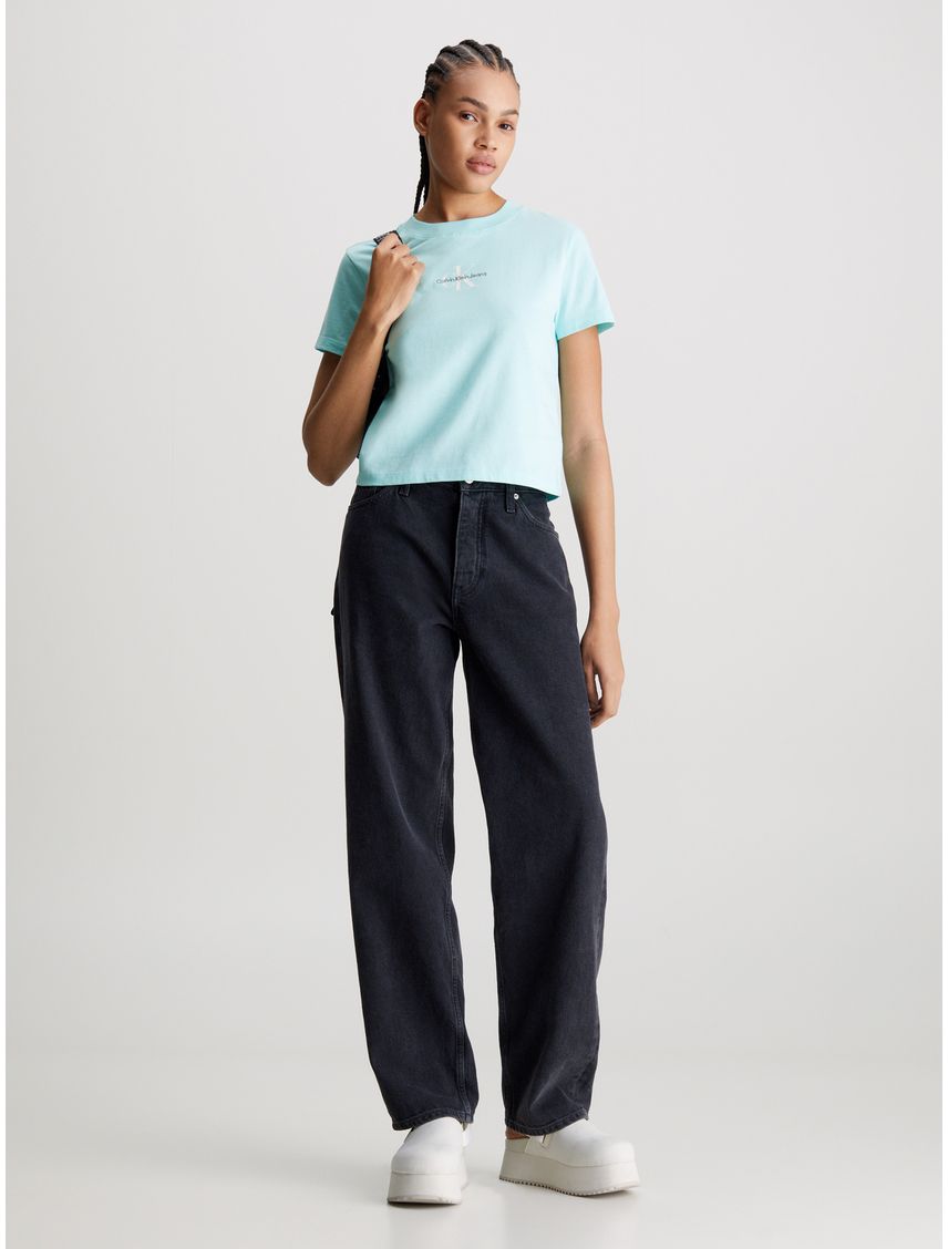 Remera cropped con mono logo