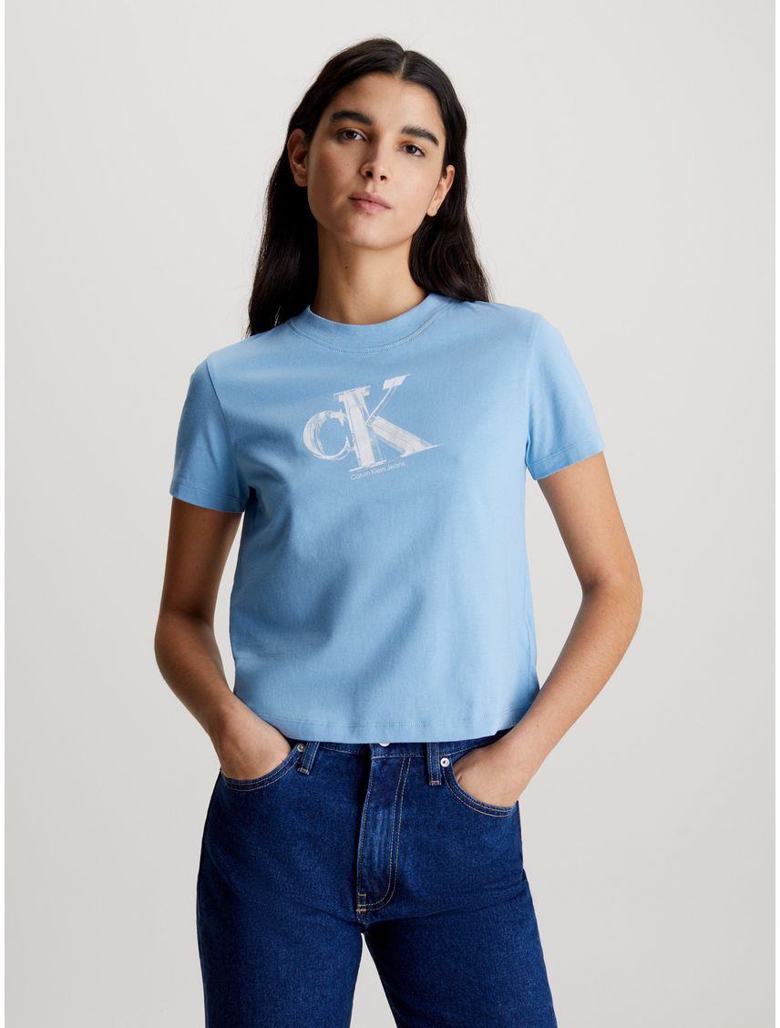 Remera cropped con monograma