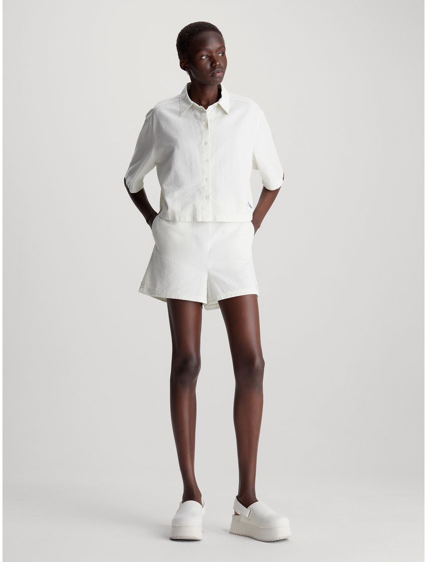 Shorts de sirsaca de algodón