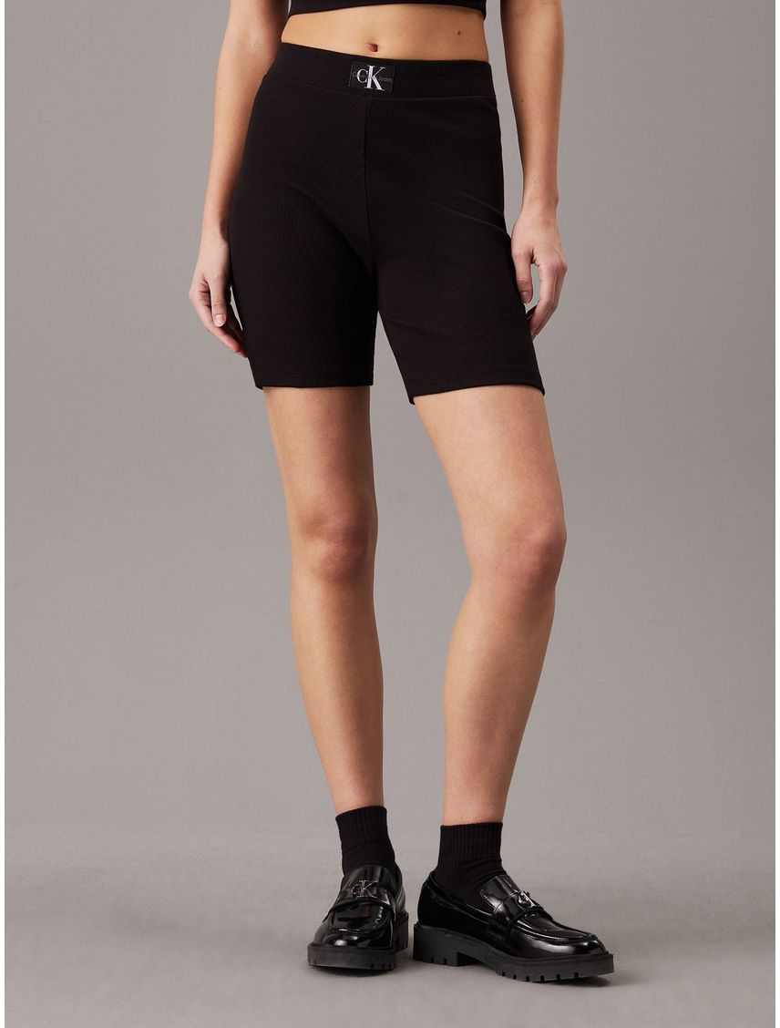 Shorts slim de canalé de algodón