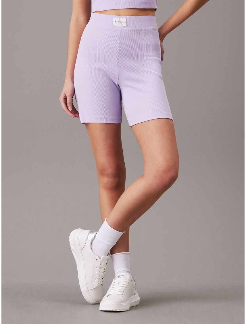 Shorts slim de canalé de algodón