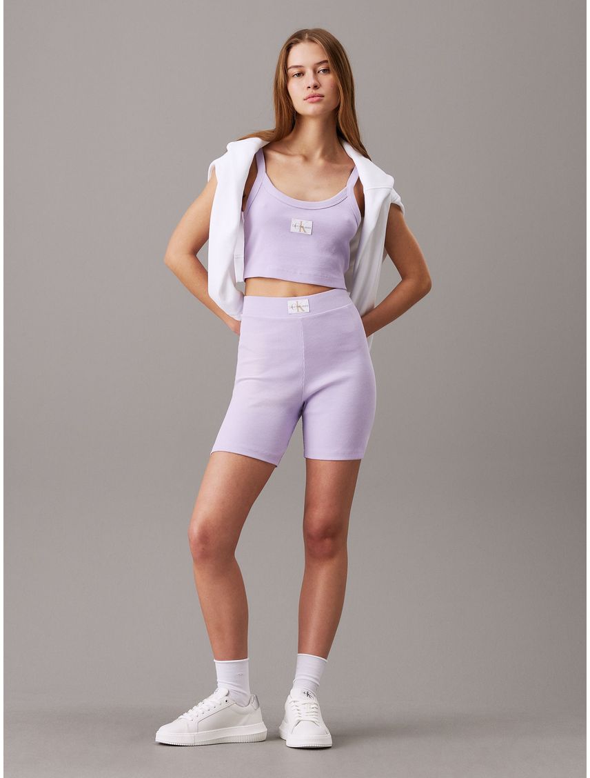 Shorts slim de canalé de algodón