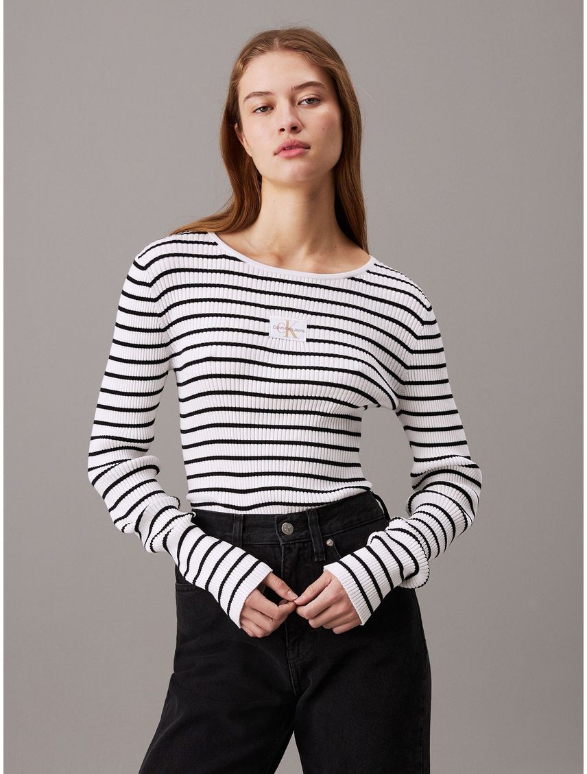 Sweater slim de canalé de lyocell