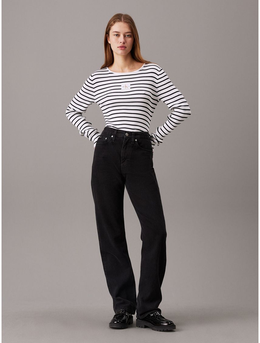 Sweater slim de canalé de lyocell