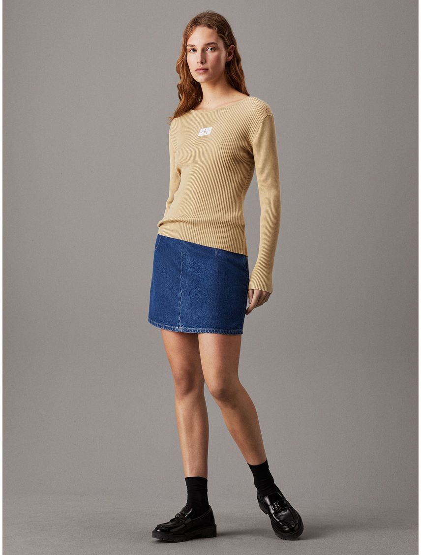 Sweater slim de canalé de lyocell