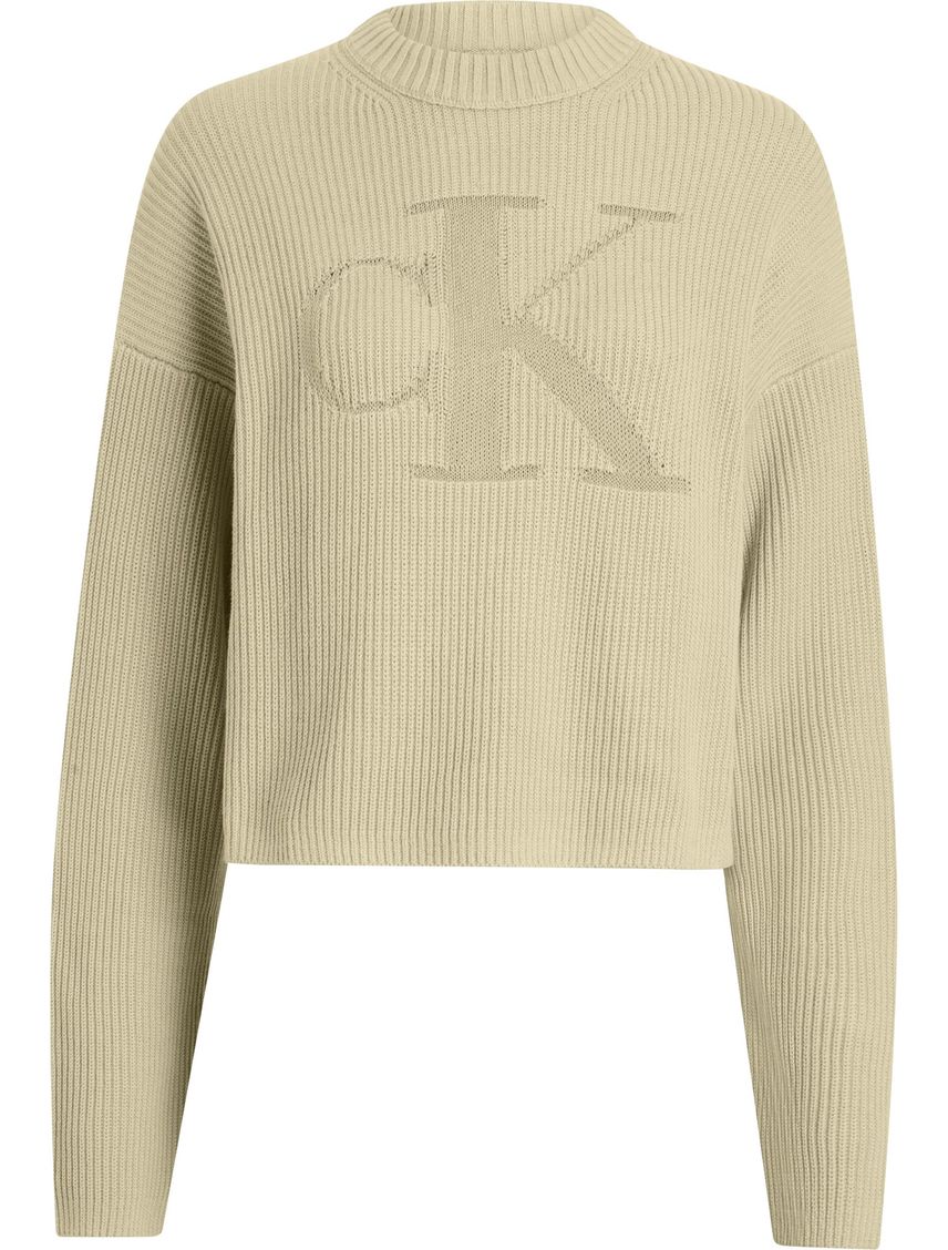 Sweater de canalé de algodón con monograma