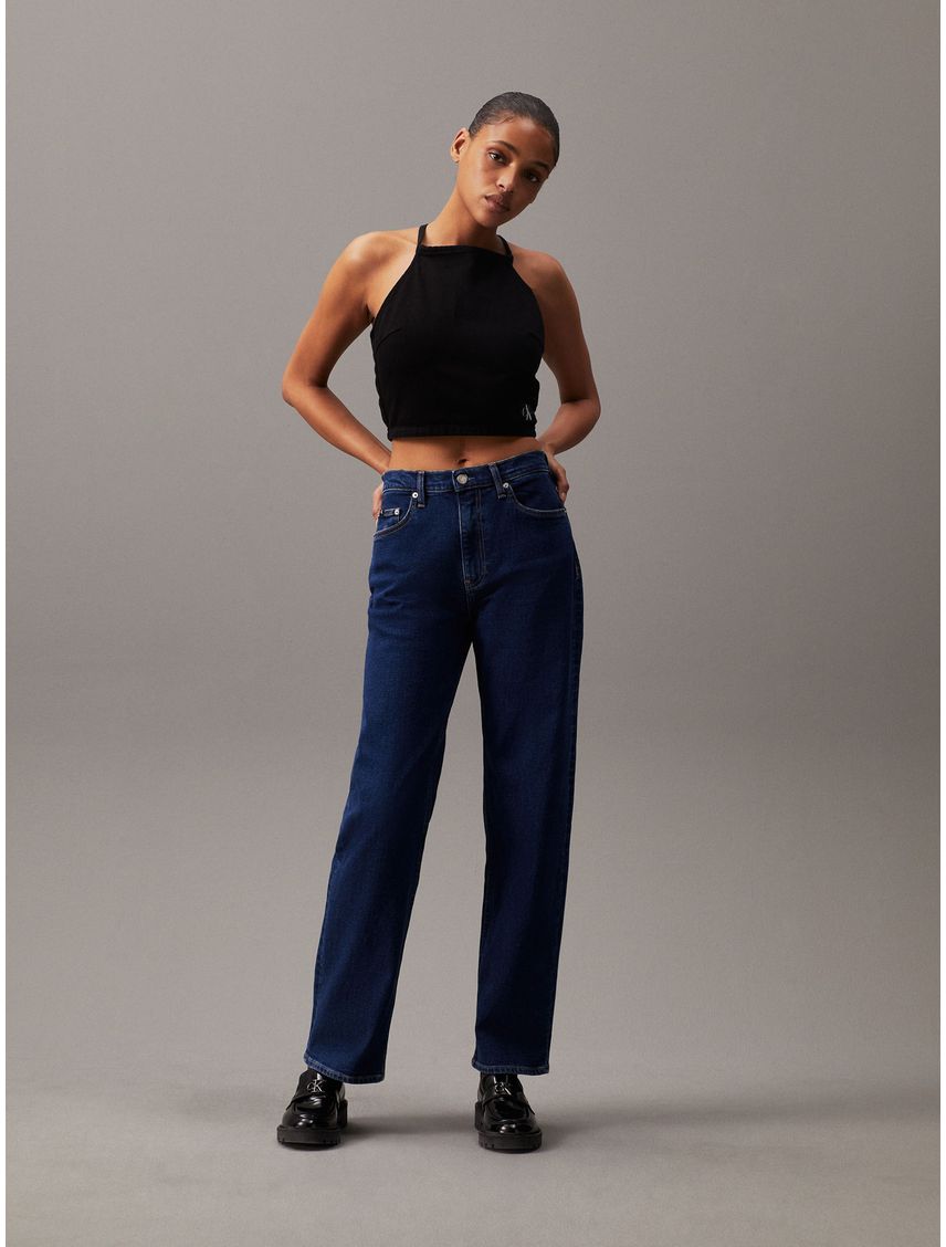 Top denim con cierre anudado en espalda