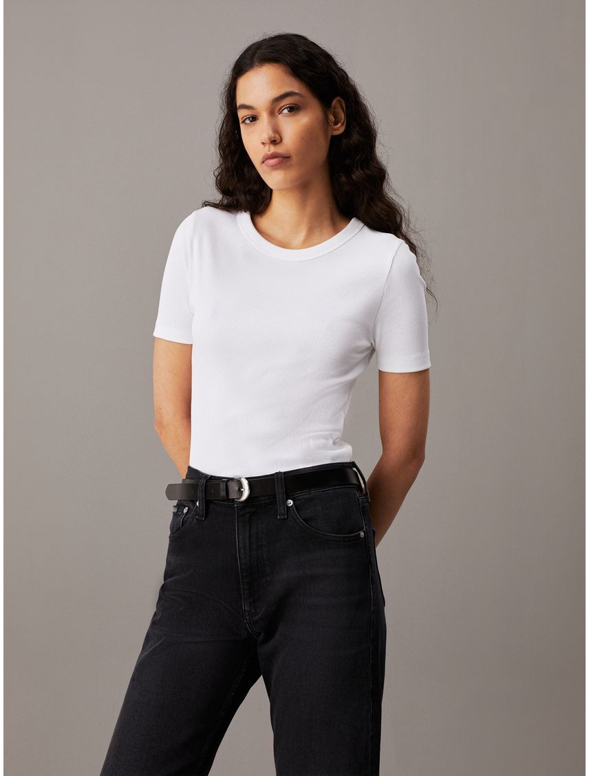 Remera slim canalé de algodón