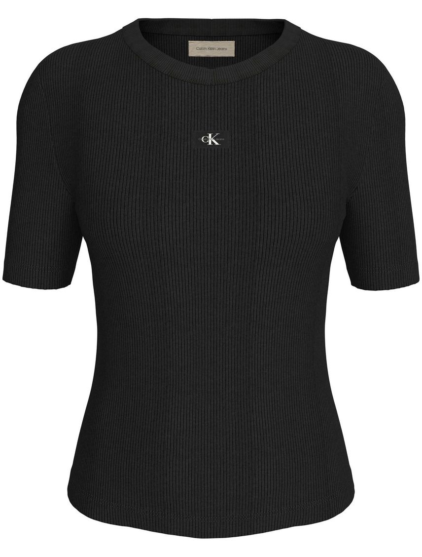 Remera slim canalé de algodón