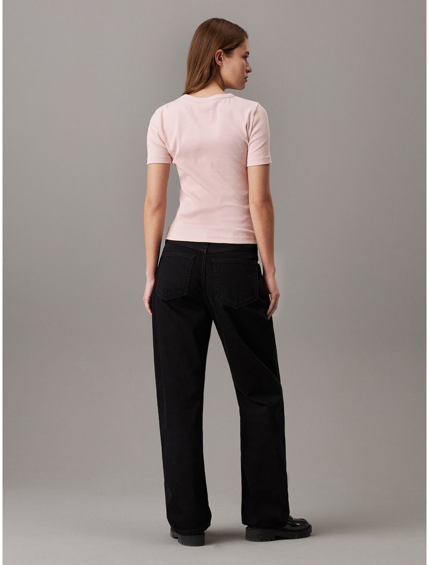 Remera slim canalé de algodón