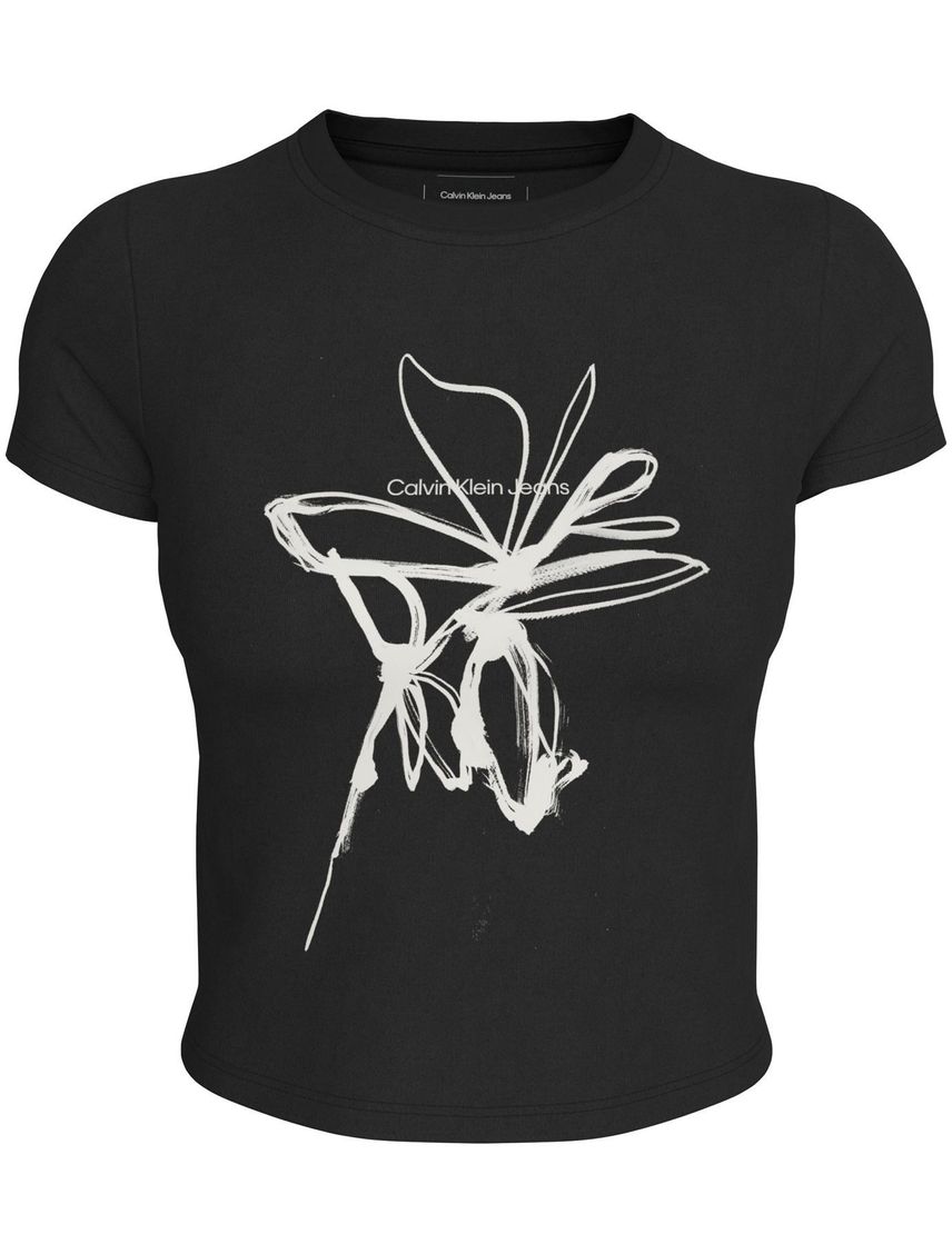 Remera slim con illustration floral