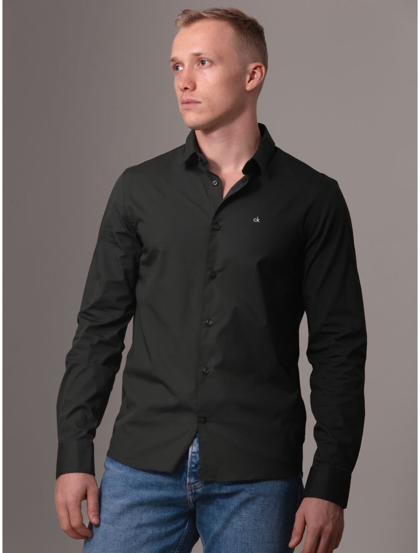 Camisa slim de popelín elástico