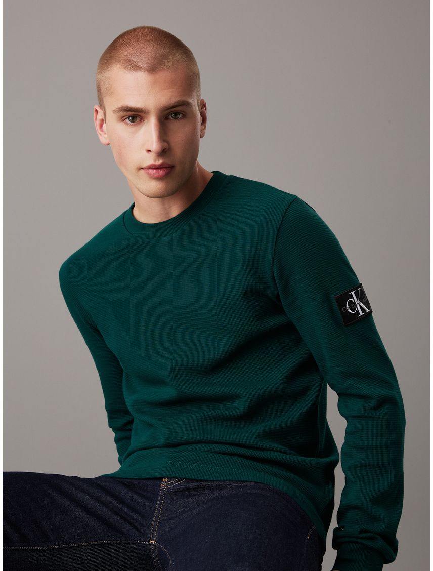 Remera slim de manga larga de punto gofrado