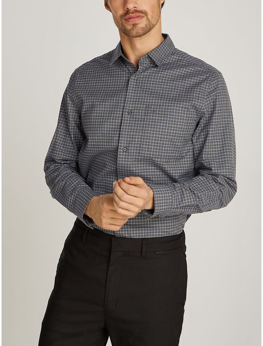Camisa de cuadros de sarga elástica