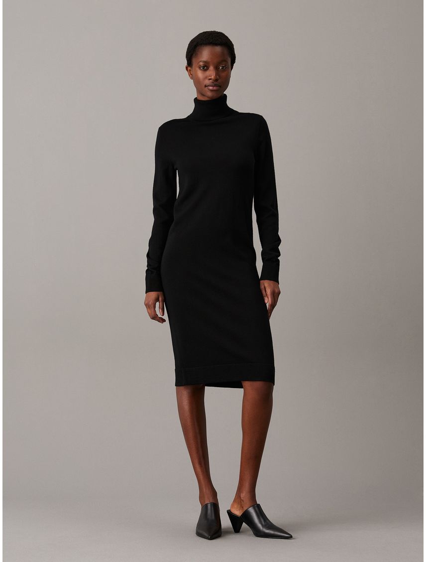 Vestido recto de lana merina