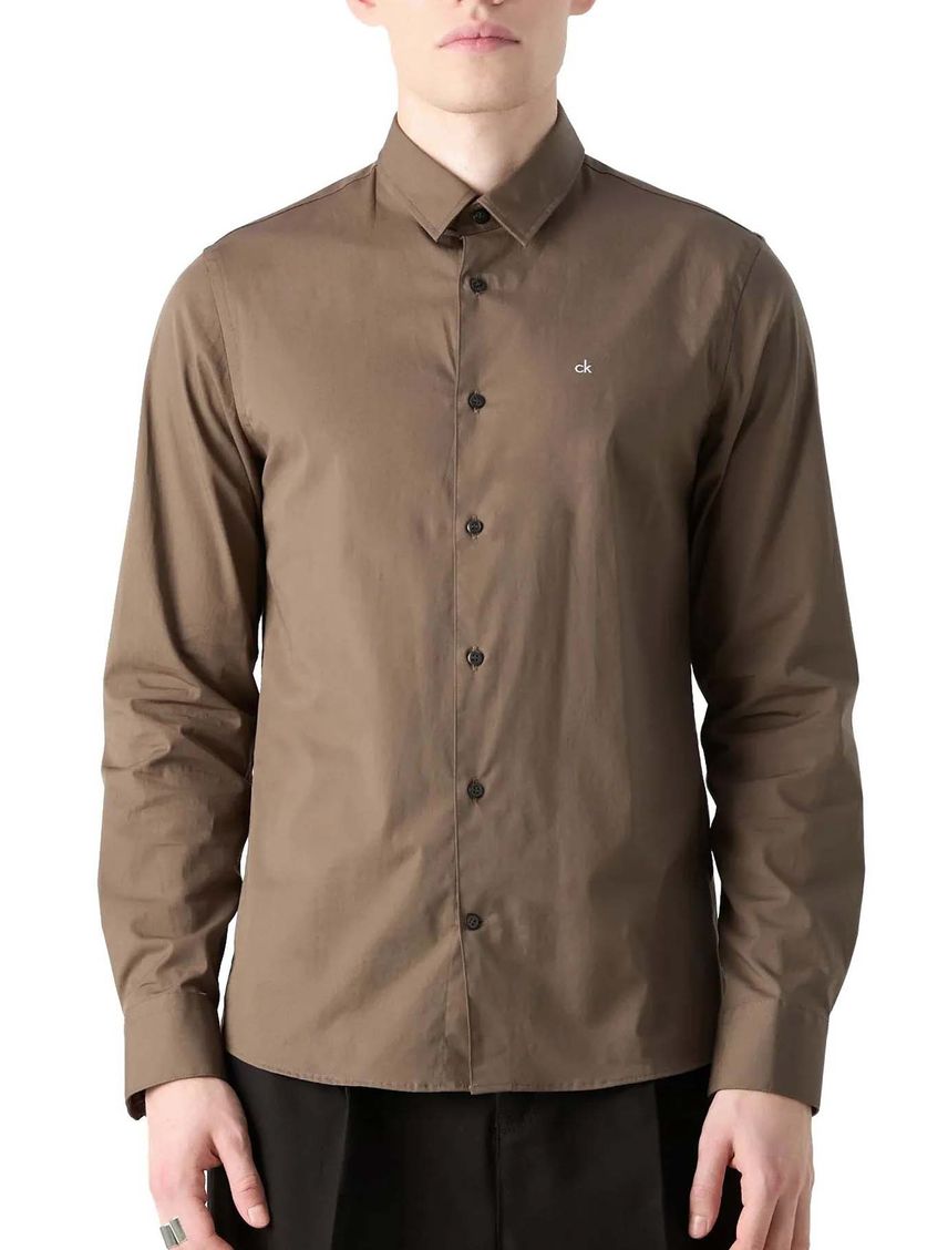 Camisa slim de popelín elástico