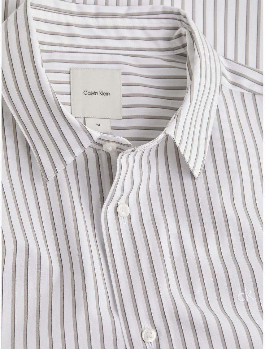 Camisa regular de popelín con rayas tricolor