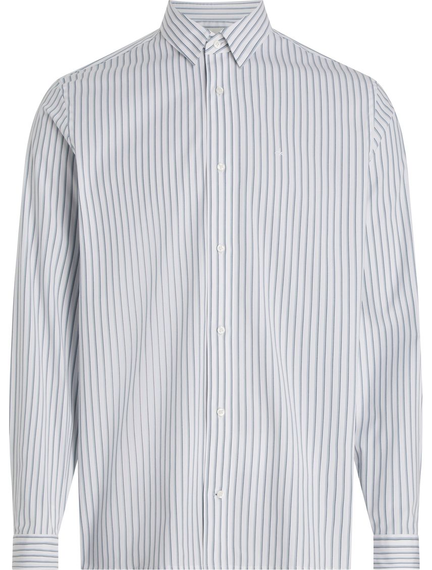 Camisa regular de popelín con rayas tricolor