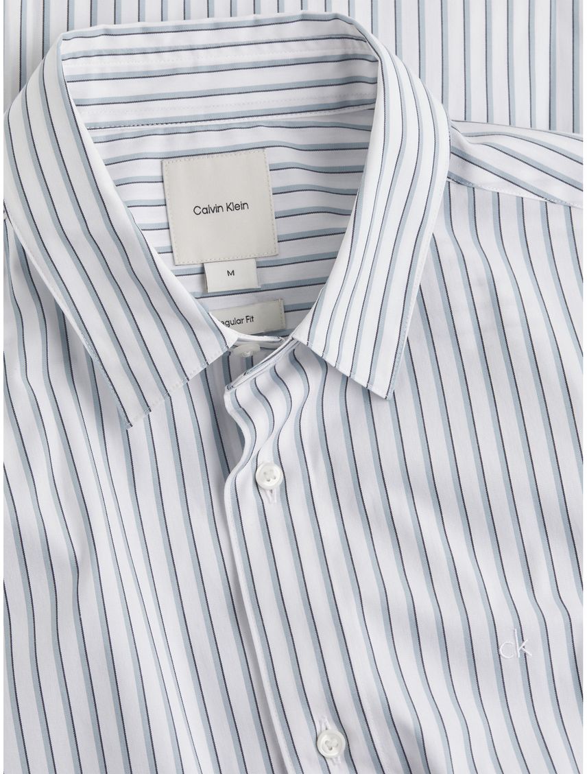 Camisa regular de popelín con rayas tricolor