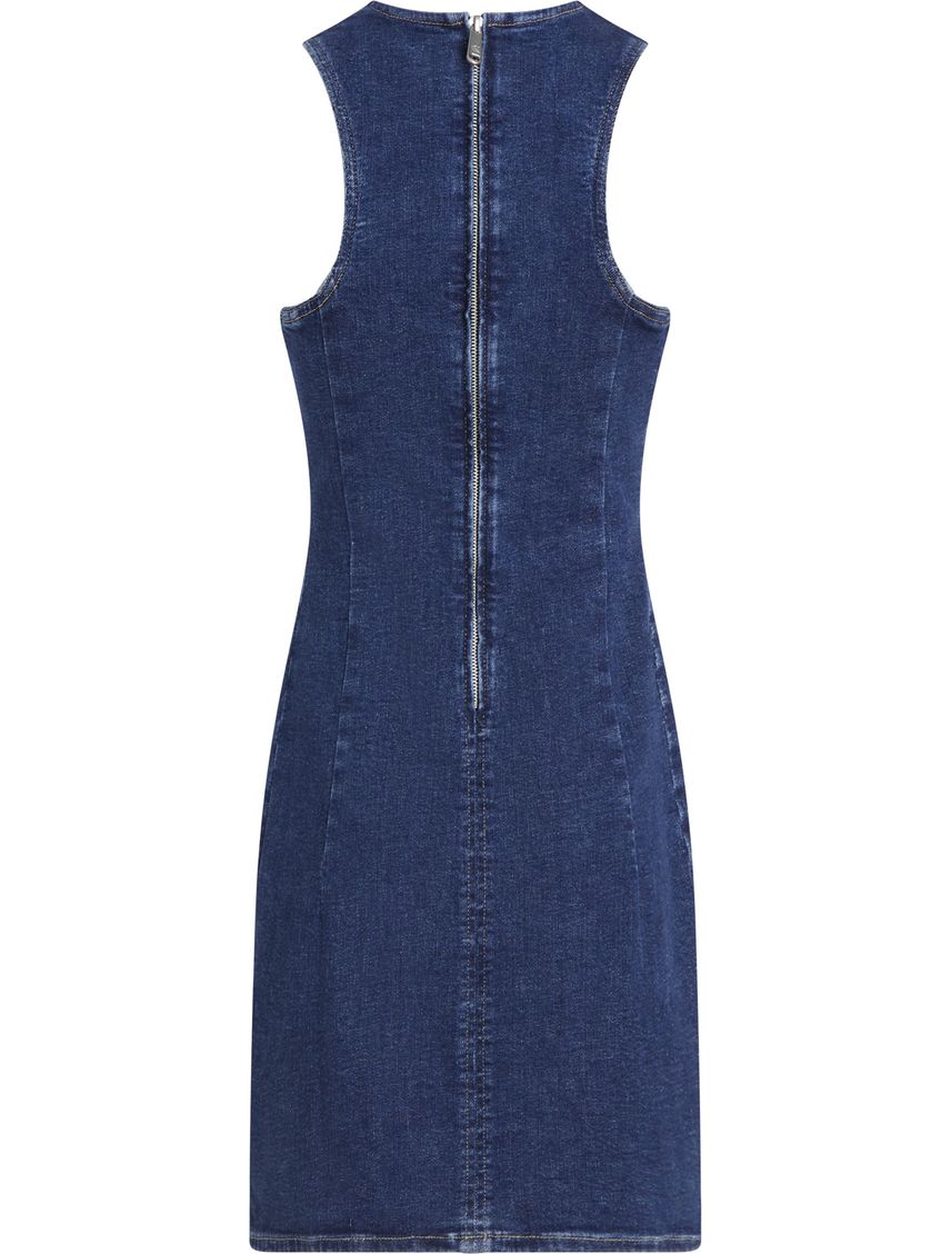 Vestido corto estilo bodycon de denim con recortes