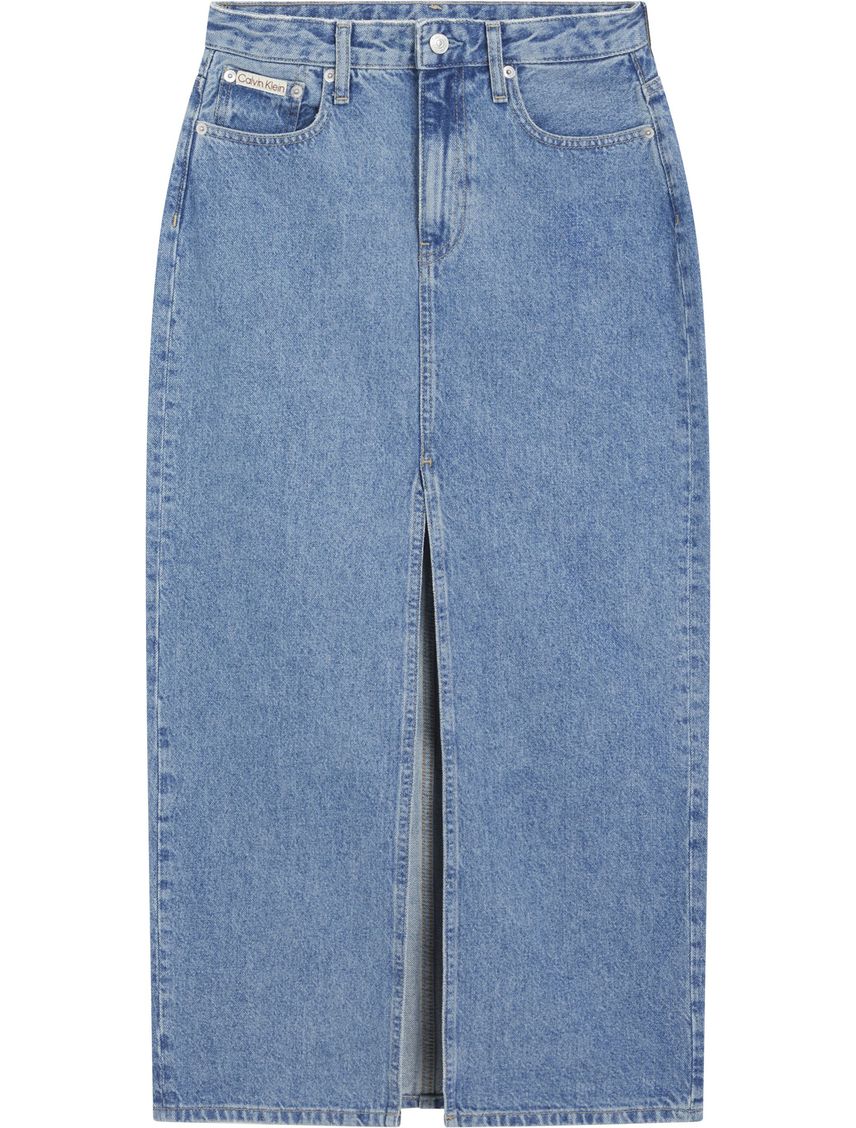 Falda denim maxi con abertura
