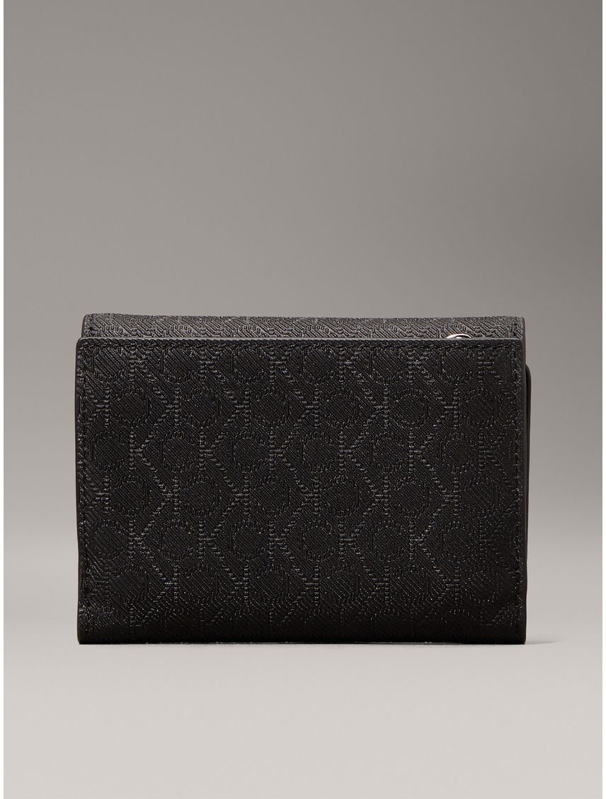 Billetera de plegado triple con logo pequeño con RFID