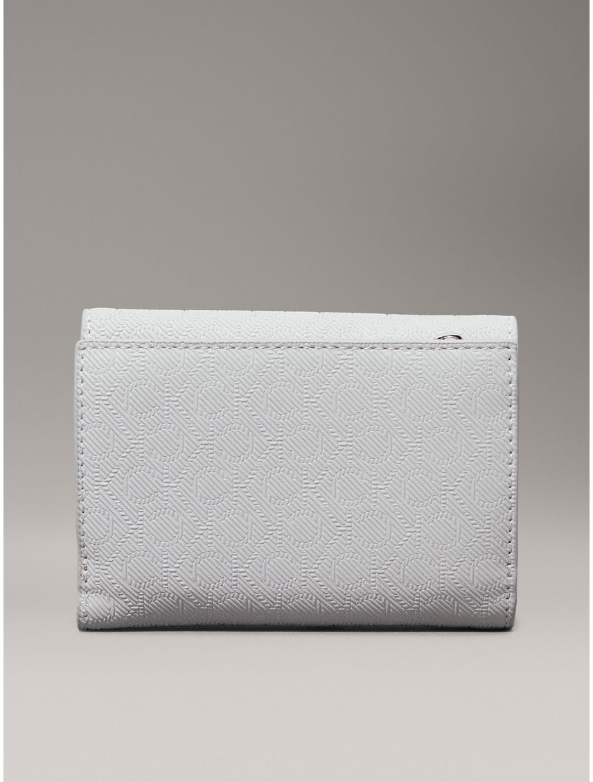 Billetera de plegado triple con logo pequeño con RFID